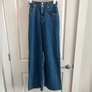 Stylish Blue Wide Leg Denim Jeans